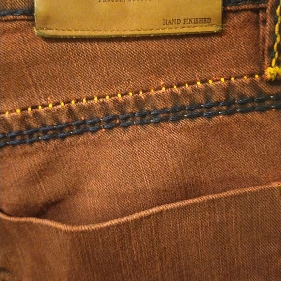 RNT 23 maroon button fly relaxed jeans with exaggerated stitching size 34 - Picture 7 of 11